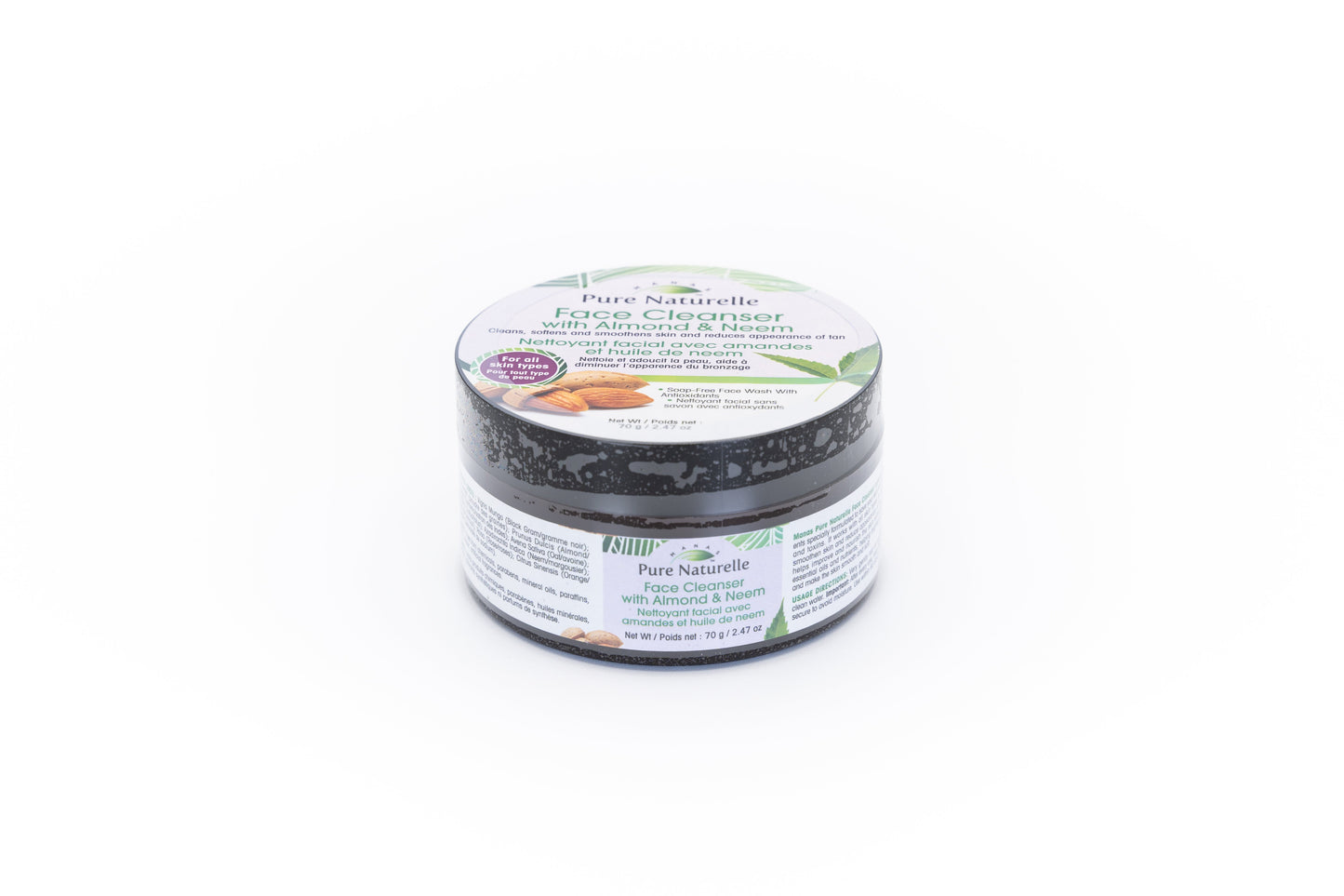 Prevents blackheads, brightens complexion, removes fresh tan, softens and smoothens skin... Manas Pure Naturelle 100% Natural Face Cleanser with Almond & Neem