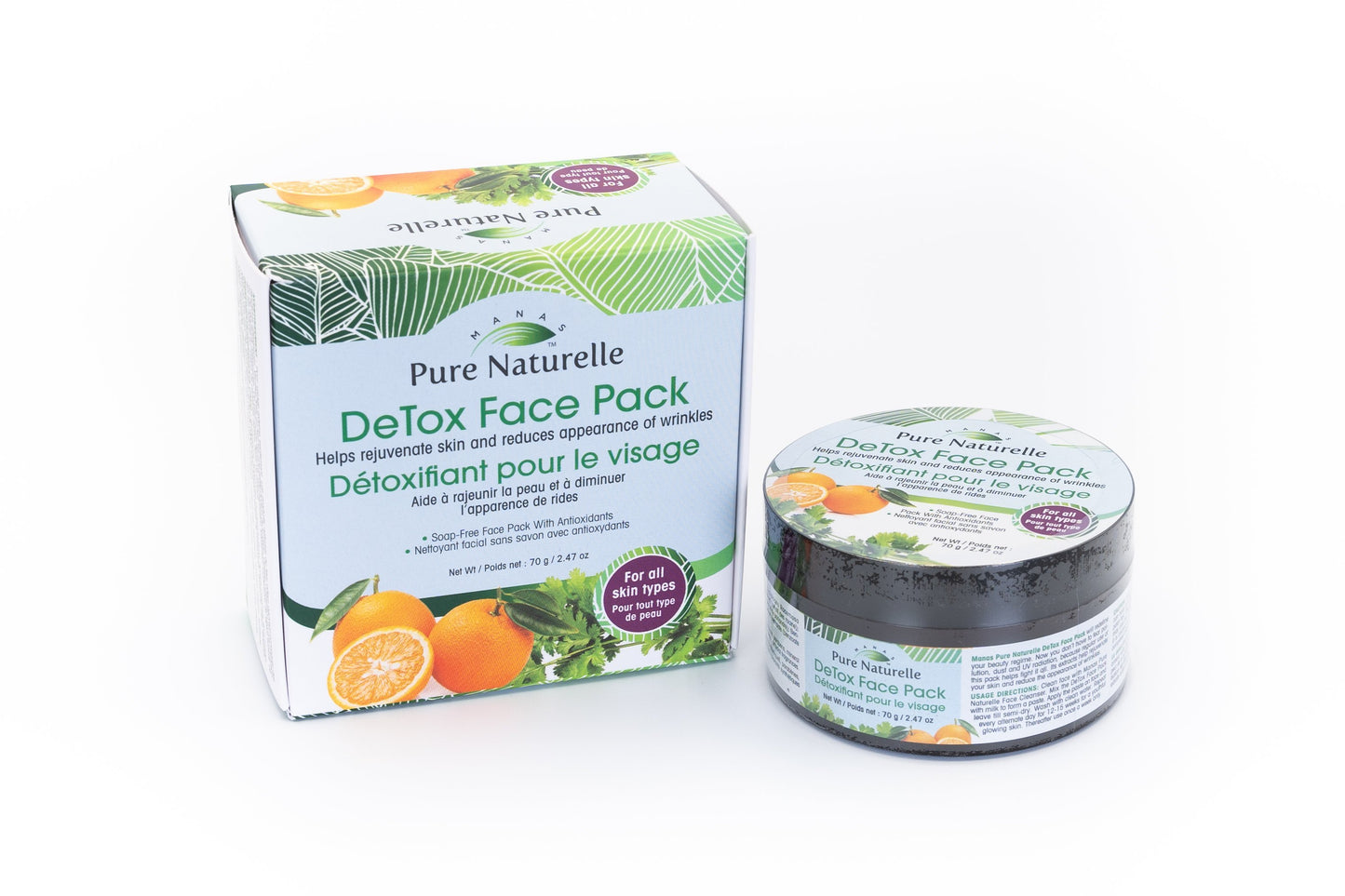 Reduces hyper-pigmentation, dark spots, stubborn tan and rejuvenates skin...  Manas Pure Naturelle  100% Natural DeTox Face Pack for all skin types