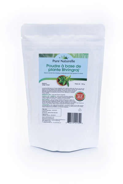 For hair re-growth, hair-loss, premature greying prevention and strengthening roots... Manas Pure Naturelle 100% Naural Bhringraj Herbal Powder for all hair types (4 Weekly Single Use Pouches)