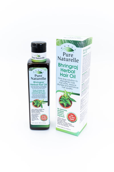 For hair-regrowth,  prevents hair-loss, premature greying and strengthening roots... Manas Pure Naturelle  Bhringraj* 100% Natural Herbal Hair Oil for all hair types