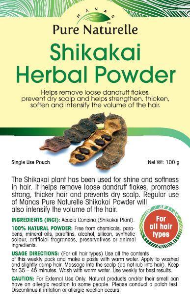 Fights dandruff, prevents dry scalp, trengthens, thickens, softens hair... Manas Pure Naturelle  100% Natural Shikakai Herbal Powder for all hair types (4 Weekly Single Use Pouches)