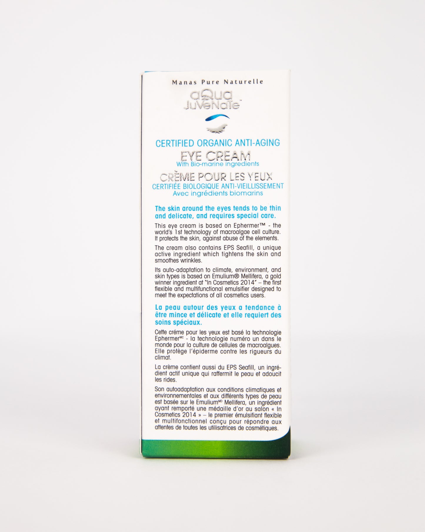 AQUA JUVENATE - Organic Anti-Aging Eye Cream - Certified Cosmos Organic