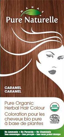 CARAMEL - Pure Organic Manas PURE NATURELLE Herbal Hair Colour - USDA Approved, Certified Organic By ECOCERT SA