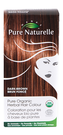 DARK BROWN - Pure Organic Manas PURE NATURELLE Herbal Hair Colour - USDA Approved, Certified Organic By ECOCERT SA