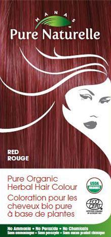 RED - Pure Organic Manas PURE NATURELLE Herbal Hair Colour - USDA Approved, Certified Organic By ECOCERT SA