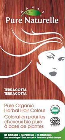 TERRACOTTA - Pure Organic Manas PURE NATURELLE Herbal Hair Colour - USDA Approved, Certified Organic By ECOCERT SA